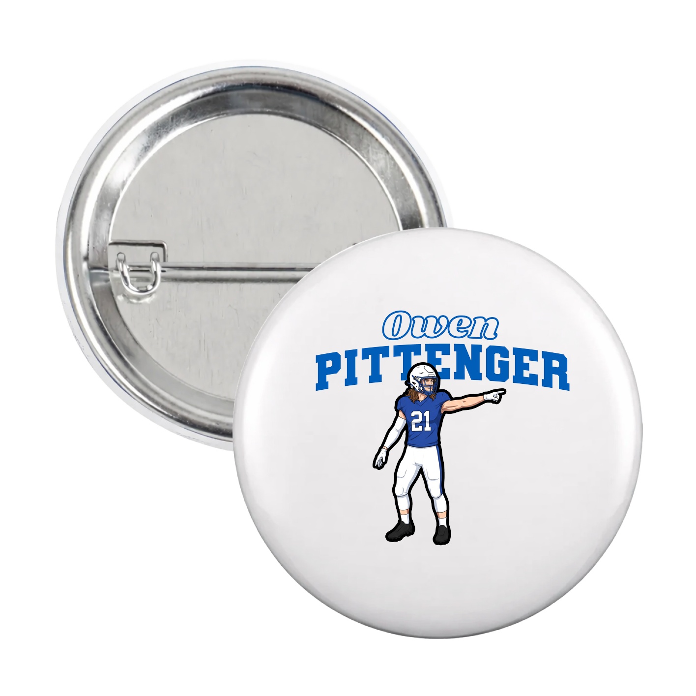 Game Day Button — Name Arch in White