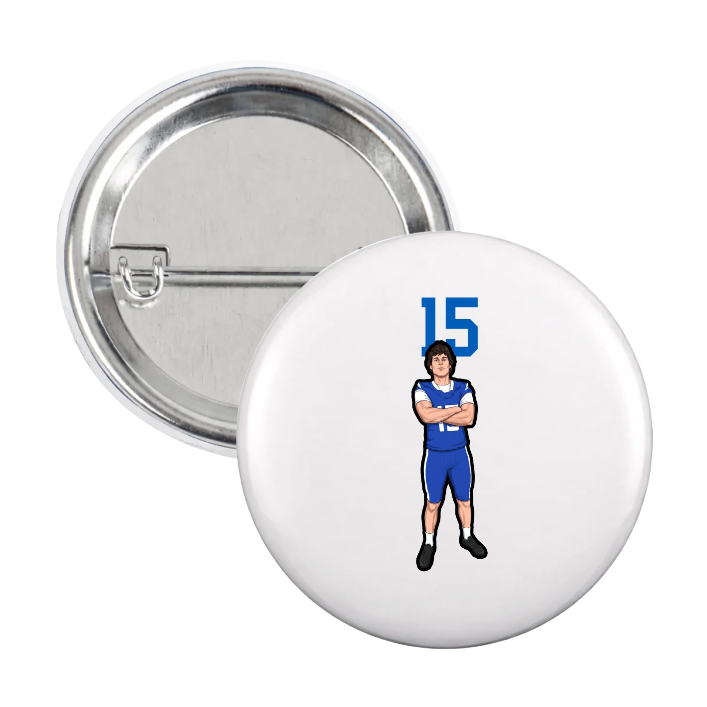 Game Day Button — Number Top in White