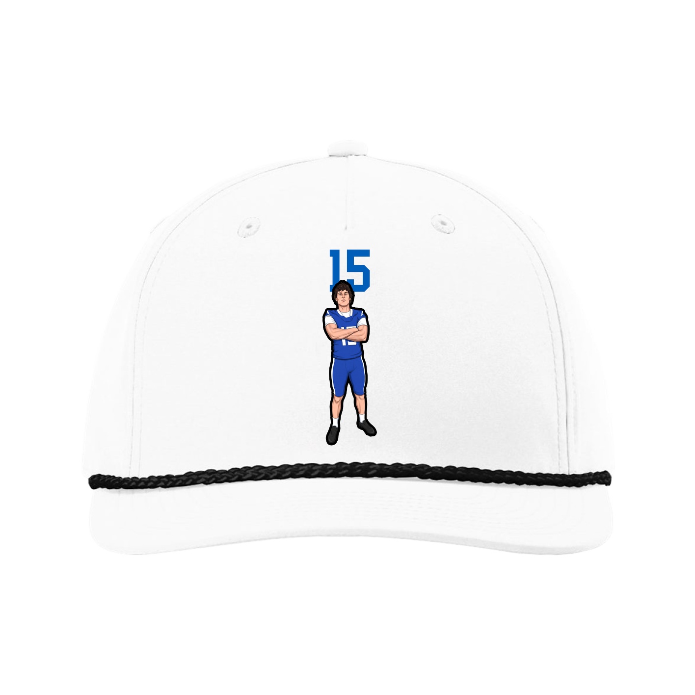 Five-Panel Classic Rope Cap — Number Top in White