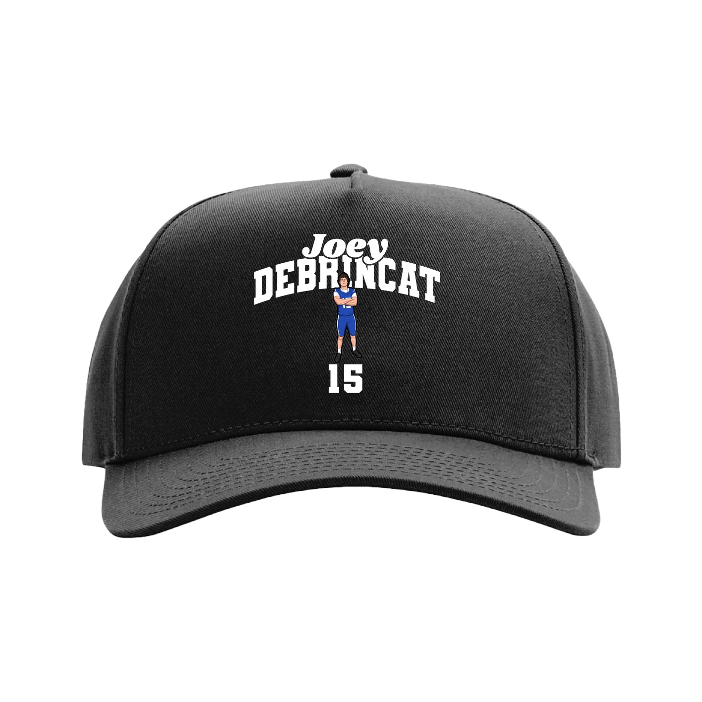 Full Fabric Five-Panel Champ Cap — Signature Arch in Black