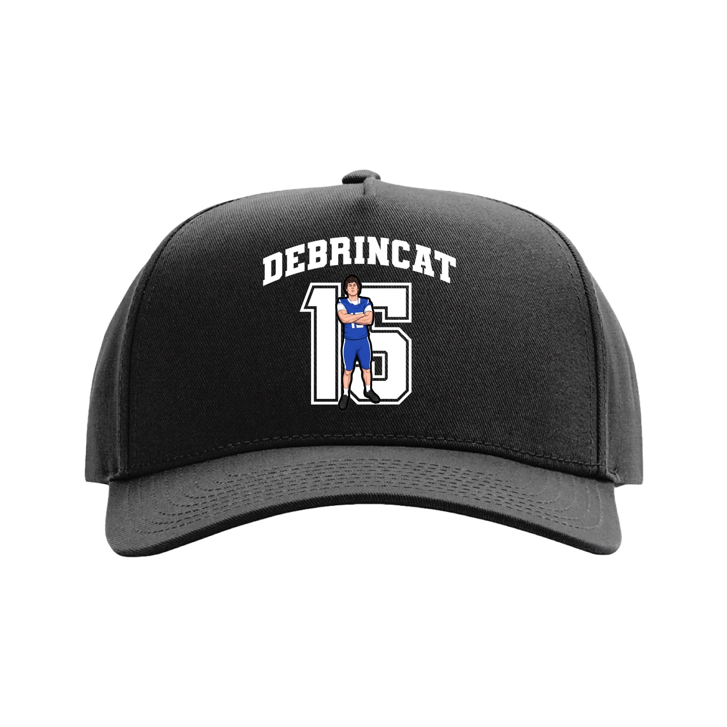 Full Fabric Five-Panel Champ Cap — Number in Black