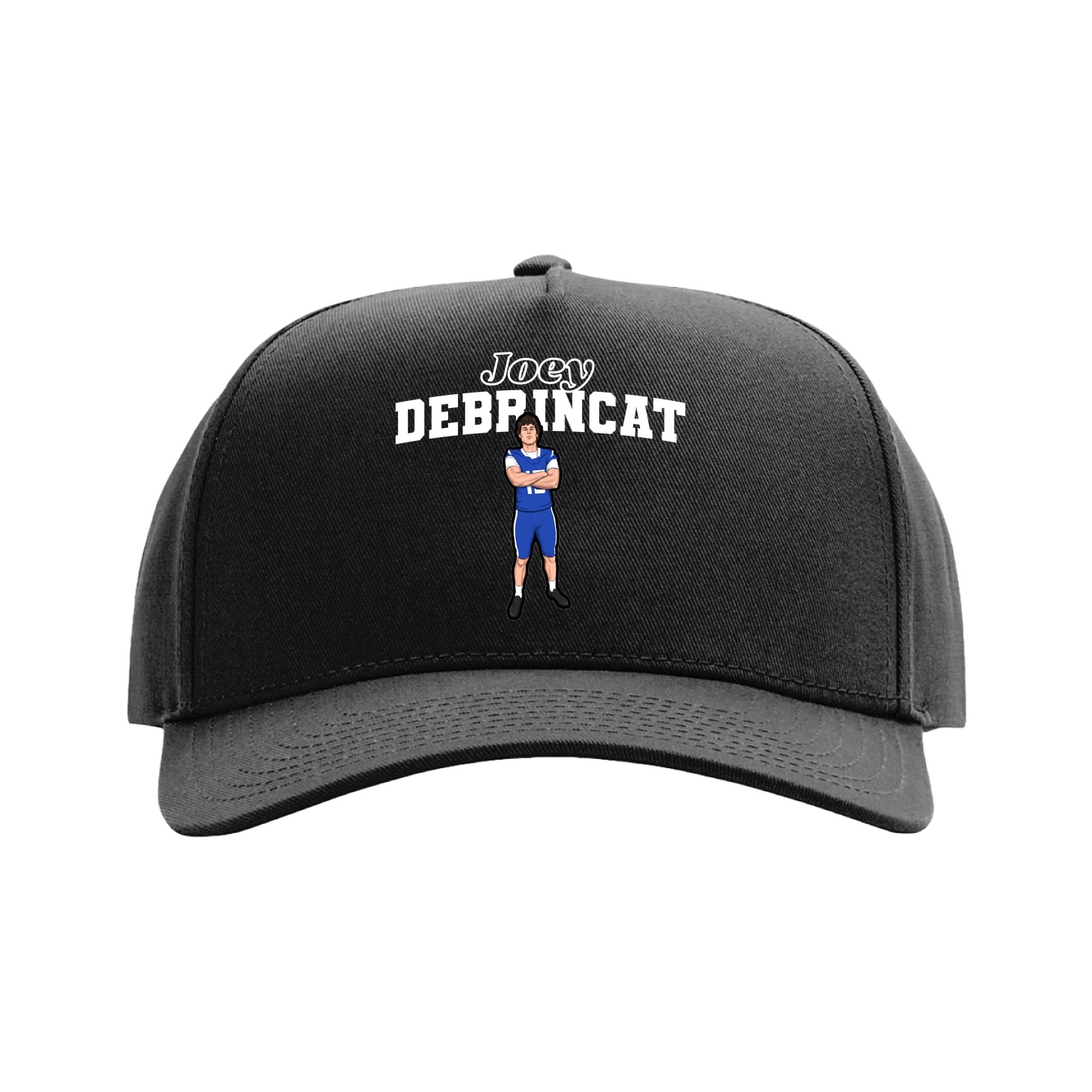 Full Fabric Five-Panel Champ Cap — Name Arch in Black