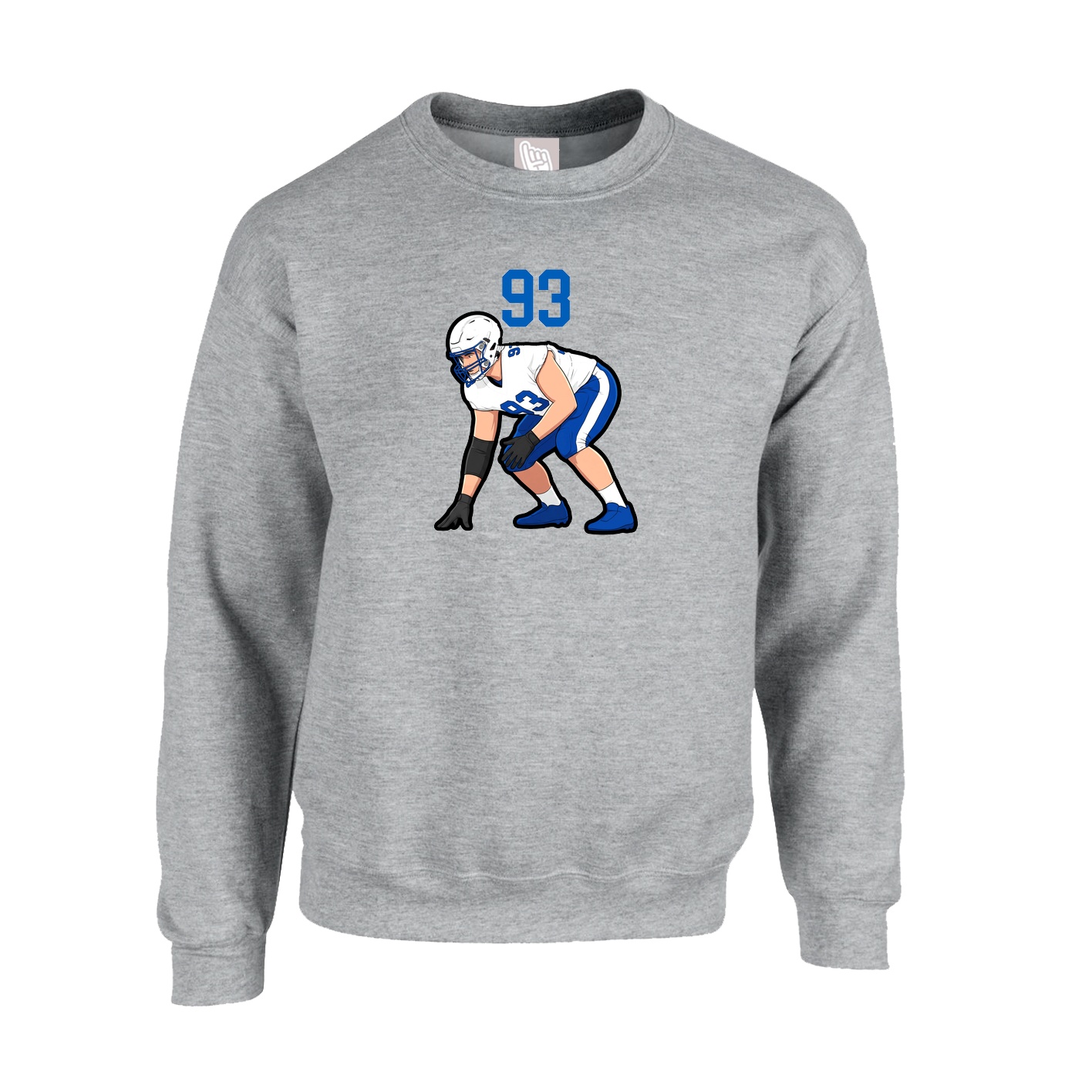Fleece Crew — Number Top in Grey