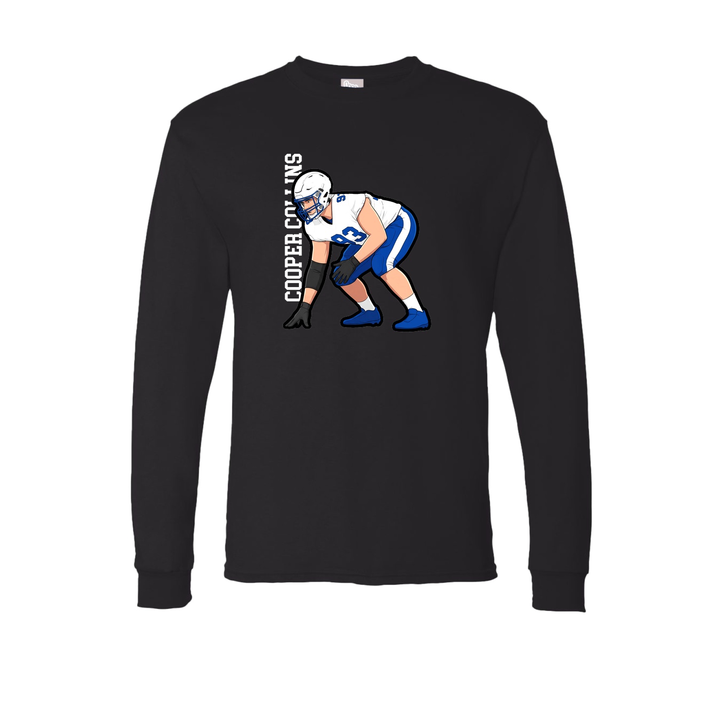 Long Sleeve Tee — Name Vertical in Black