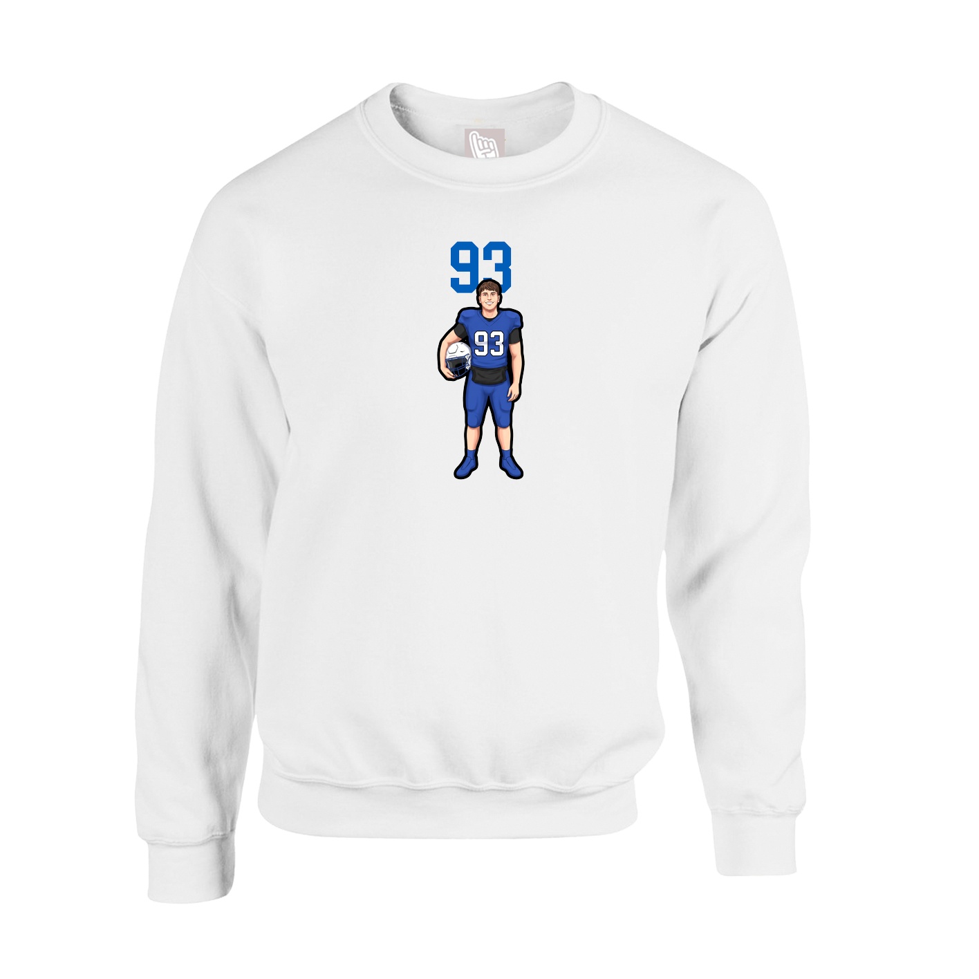 Fleece Crew — Number Top in White