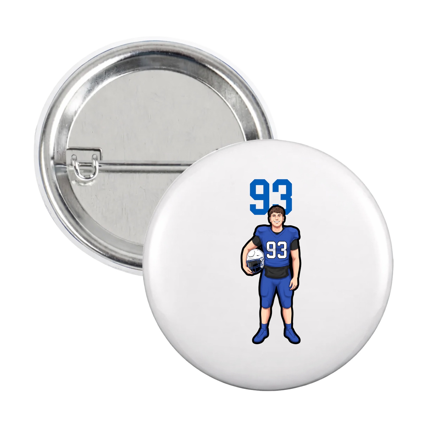 Game Day Button — Number Top in White
