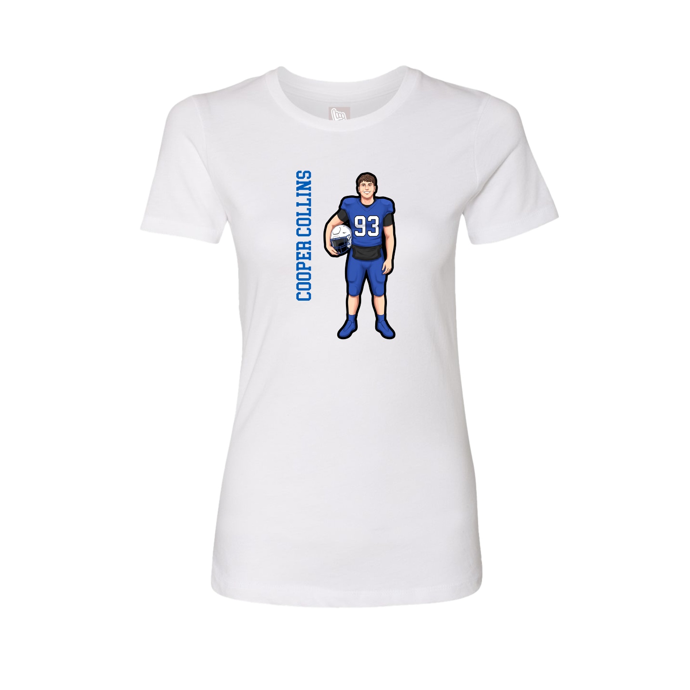Fitted Women's Tee — Name Vertical in White