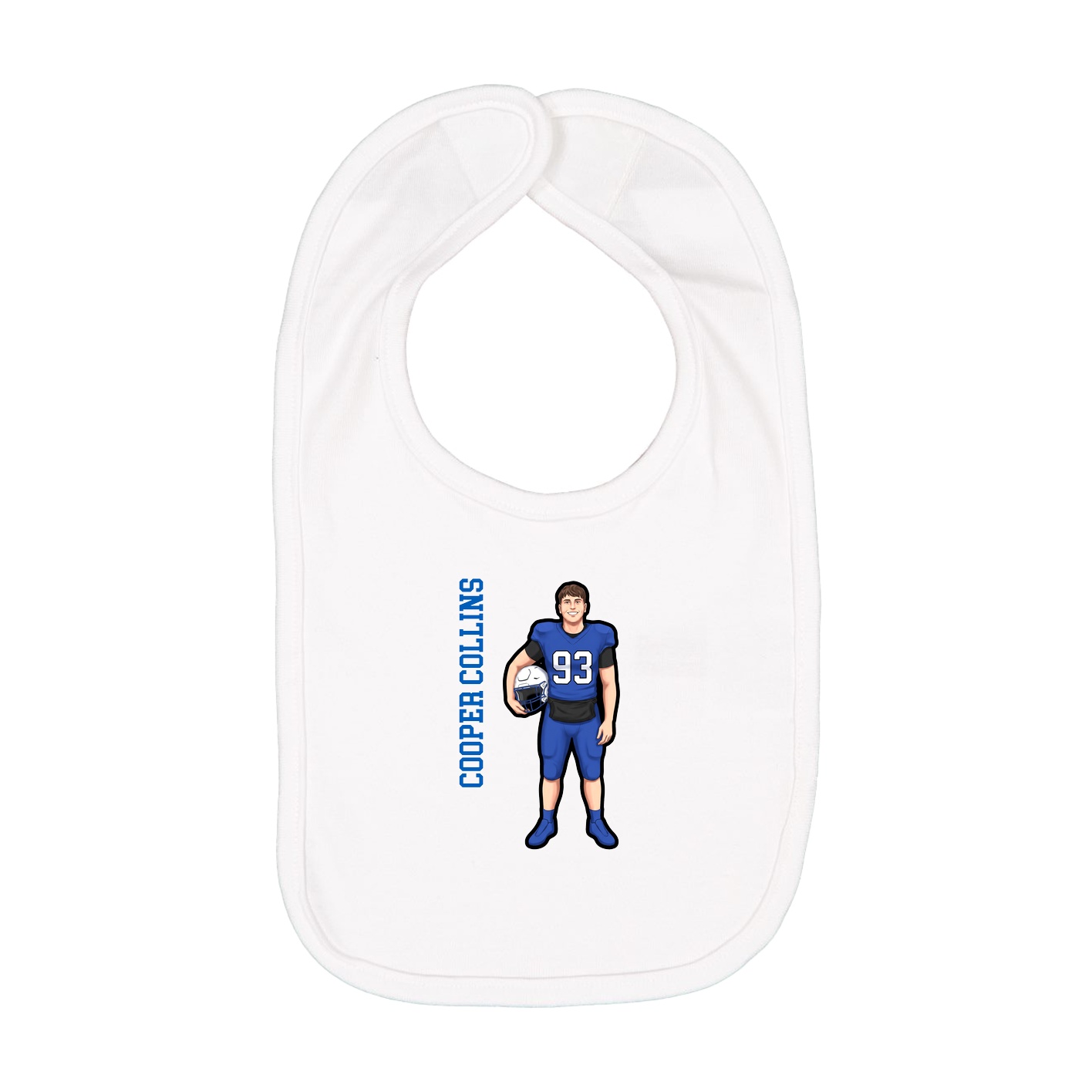 Infant Bib — Name Vertical in White
