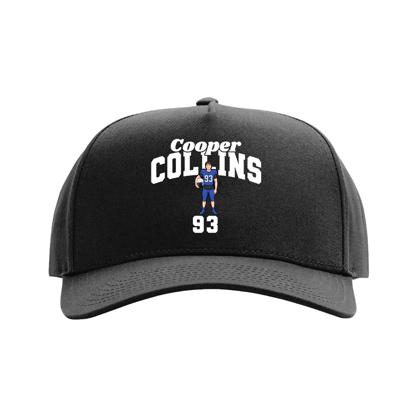 Full Fabric Five-Panel Champ Cap — Signature Arch in Black