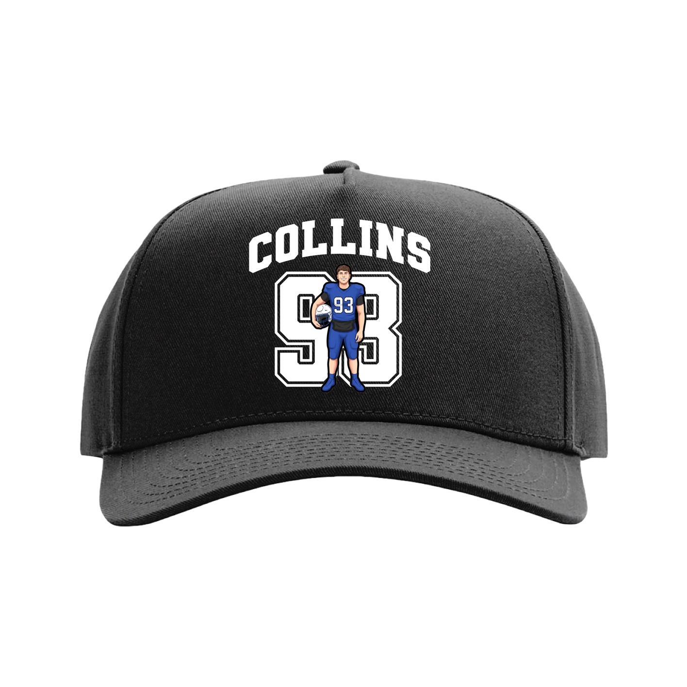 Full Fabric Five-Panel Champ Cap — Number in Black