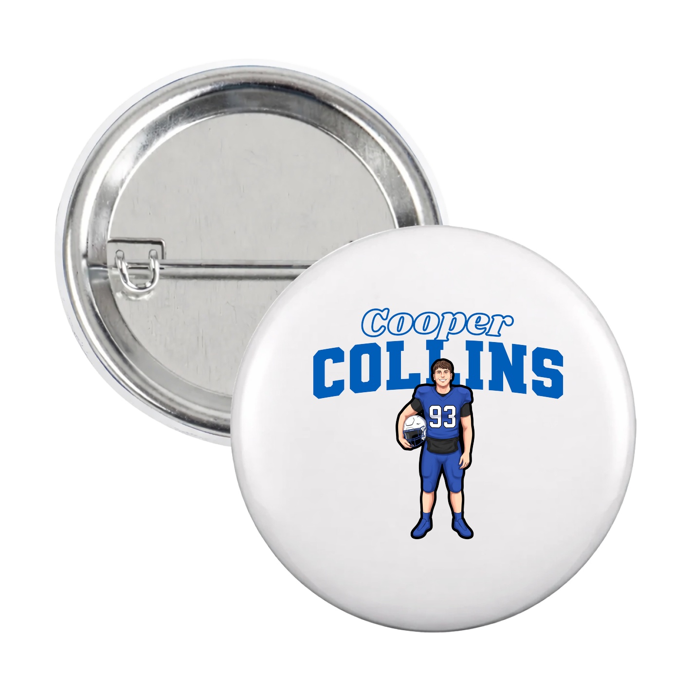 Game Day Button — Name Arch in White