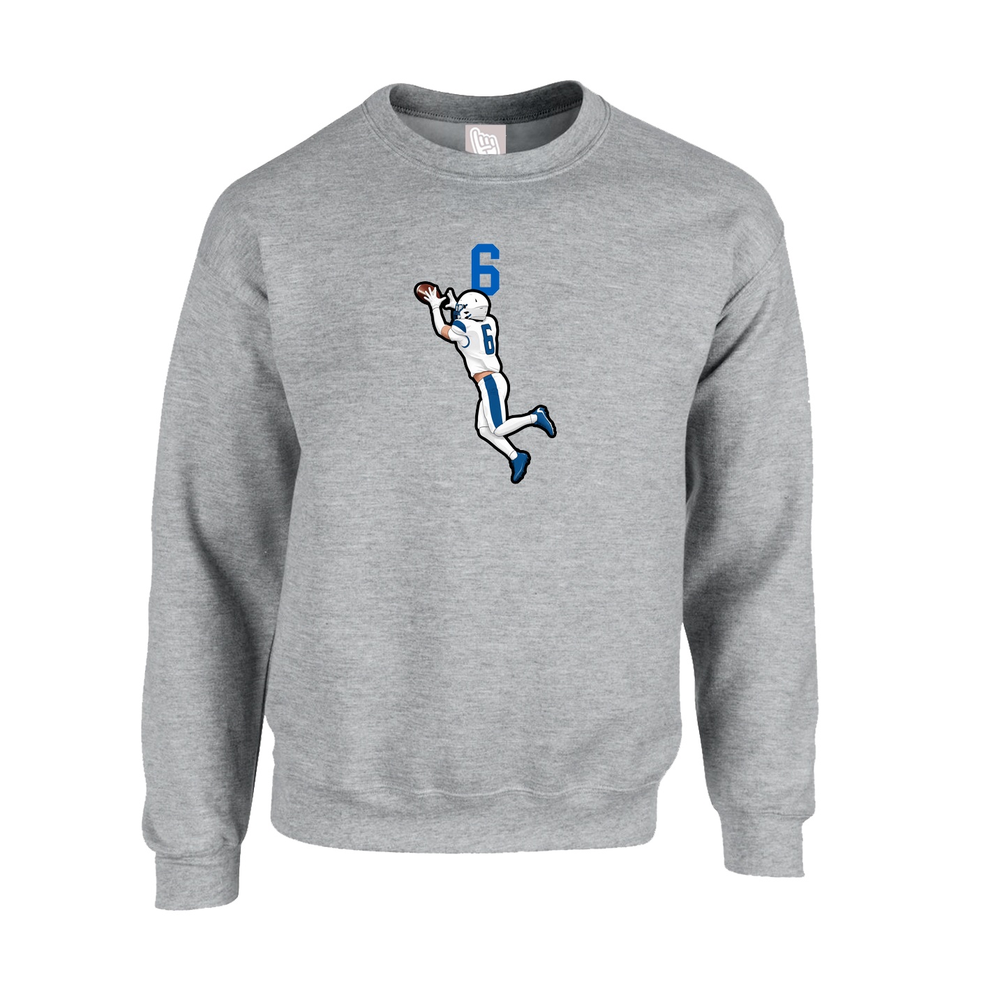 Fleece Crew — Number Top in Grey
