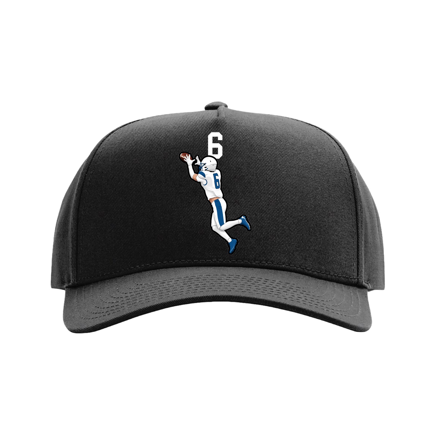 Full Fabric Five-Panel Champ Cap — Number Top in Black
