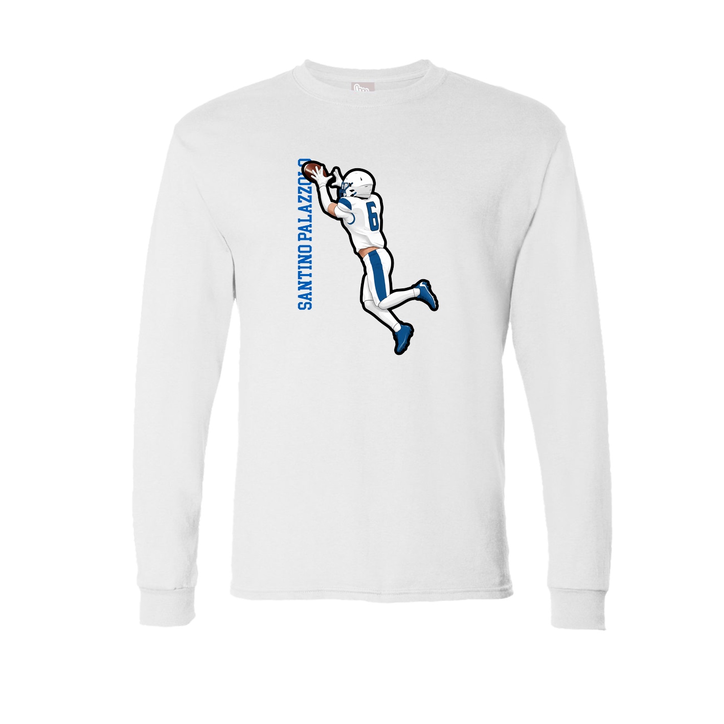 Long Sleeve Tee — Name Vertical in White