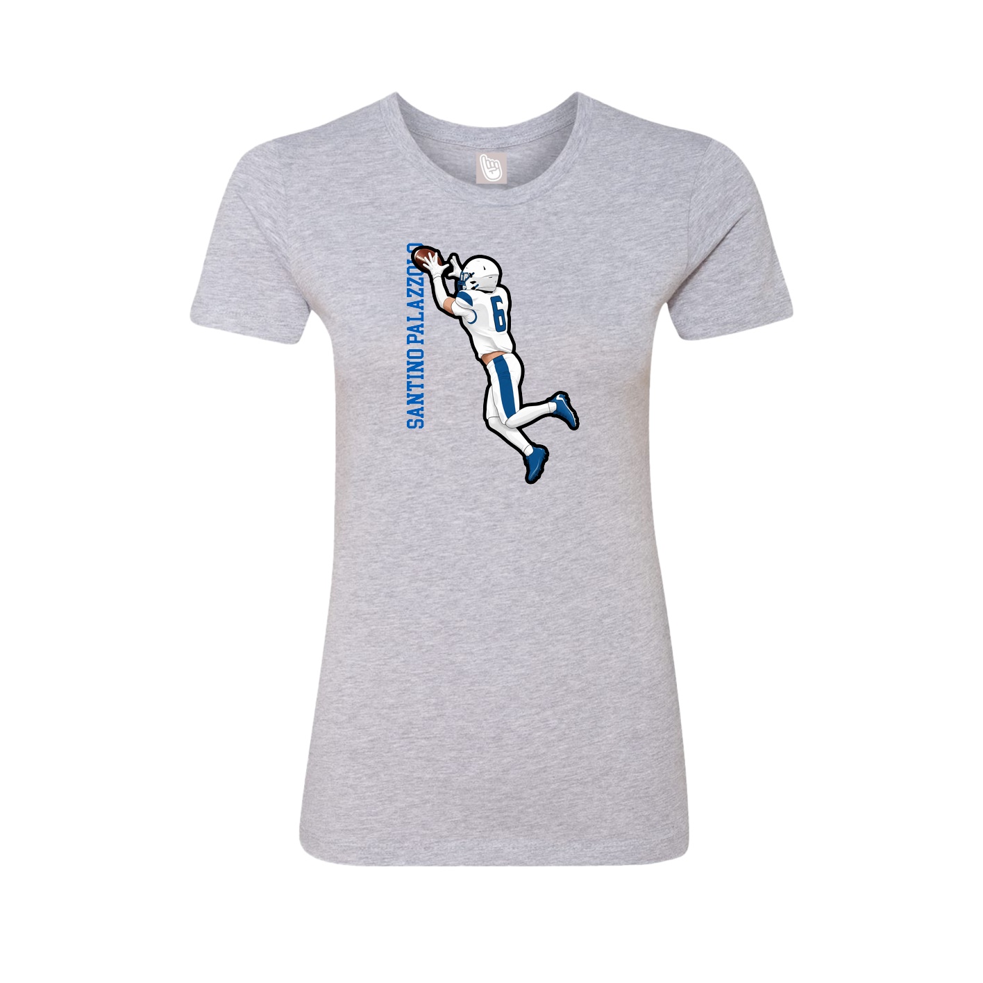Fitted Women's Tee — Name Vertical in Grey