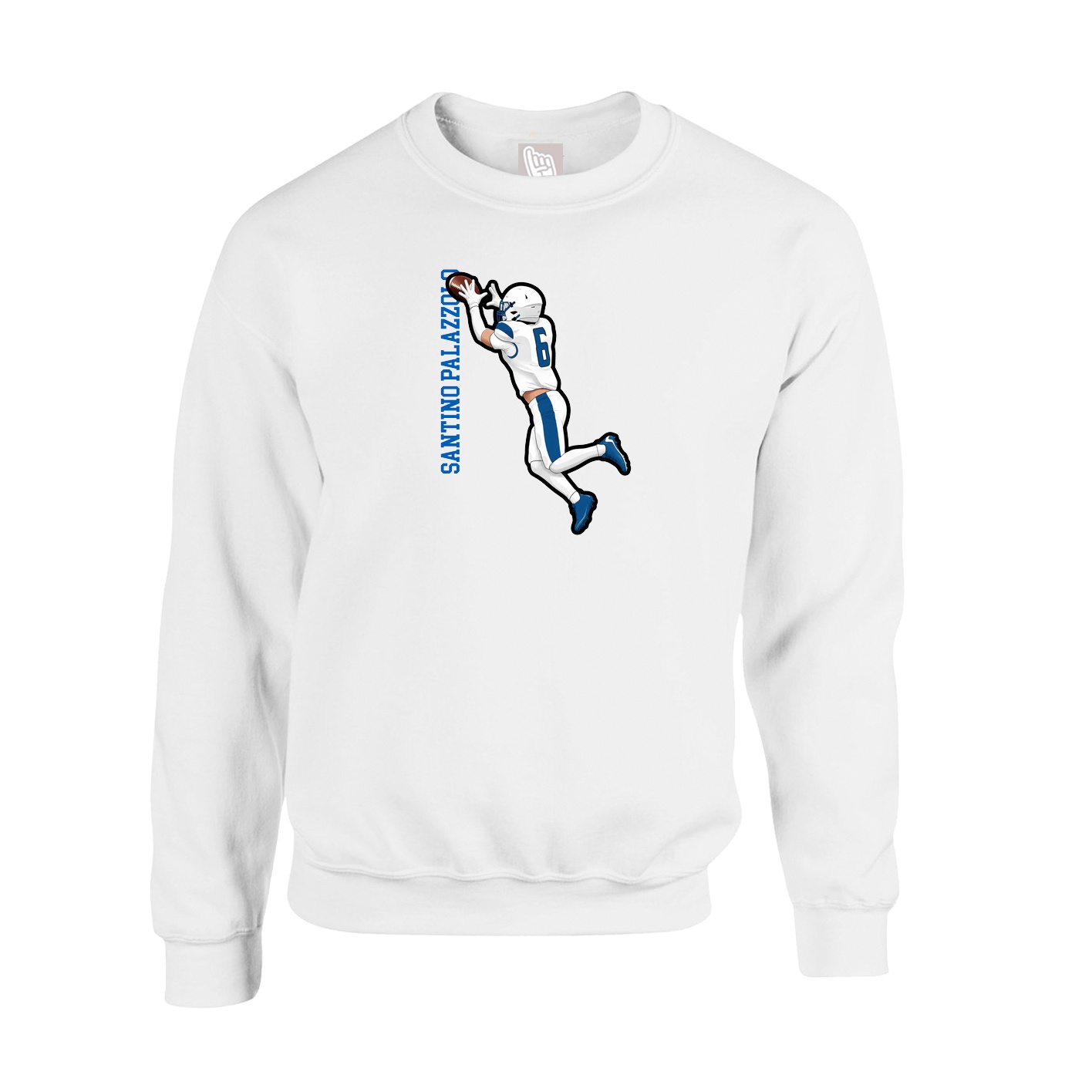 Fleece Crew — Name Vertical in White