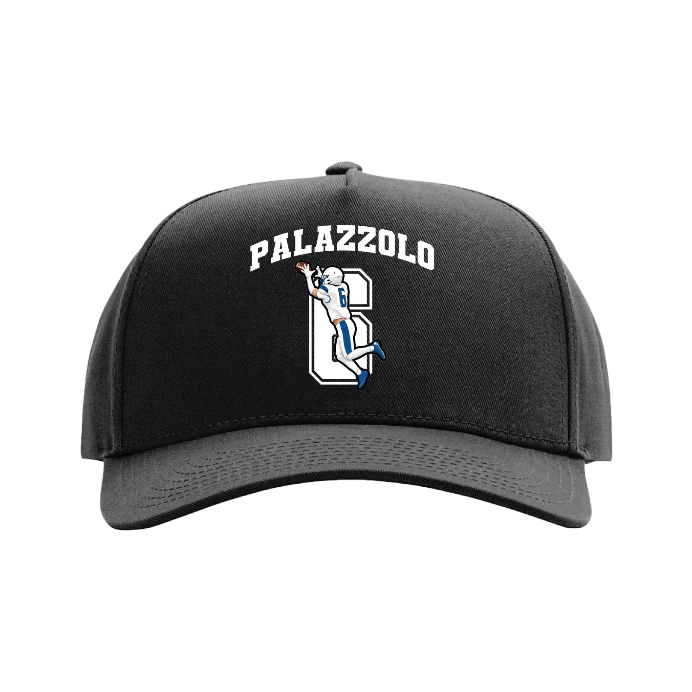 Full Fabric Five-Panel Champ Cap — Number in Black