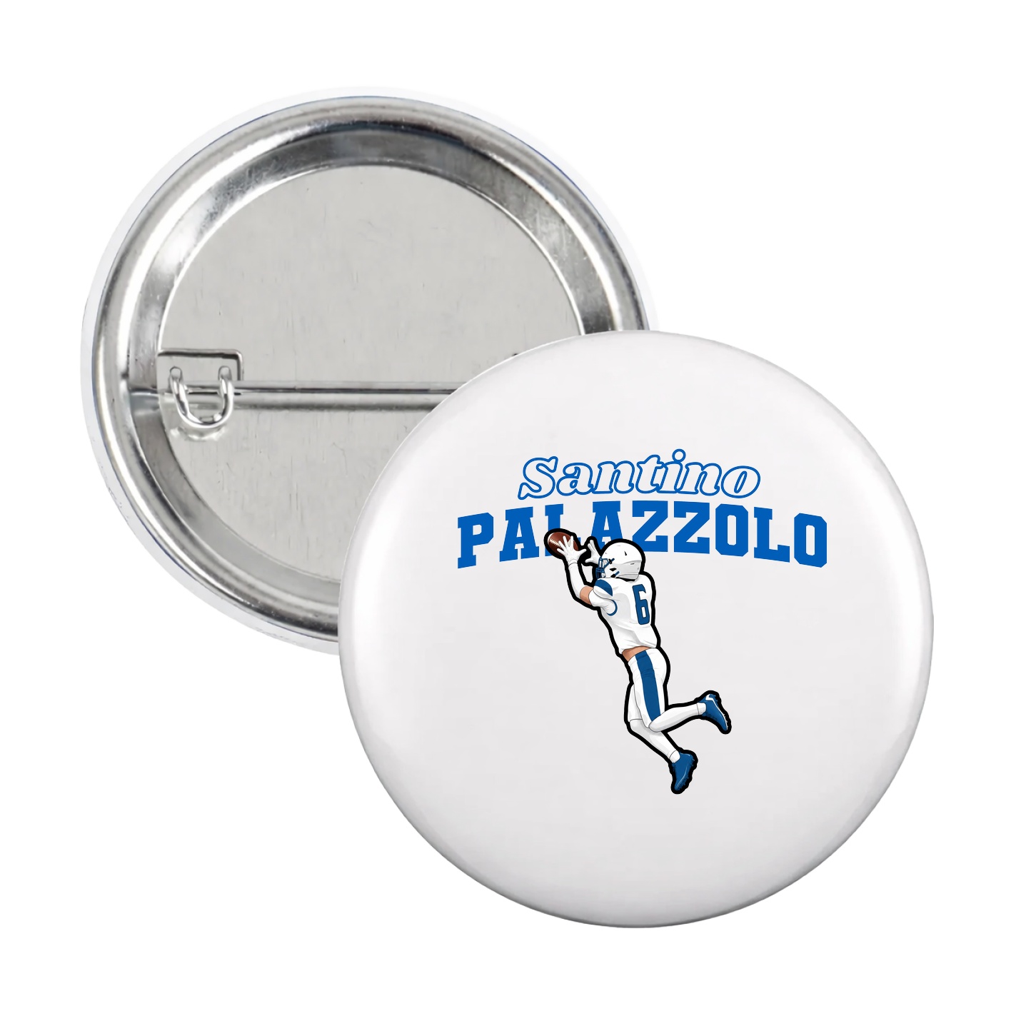 Game Day Button — Name Arch in White