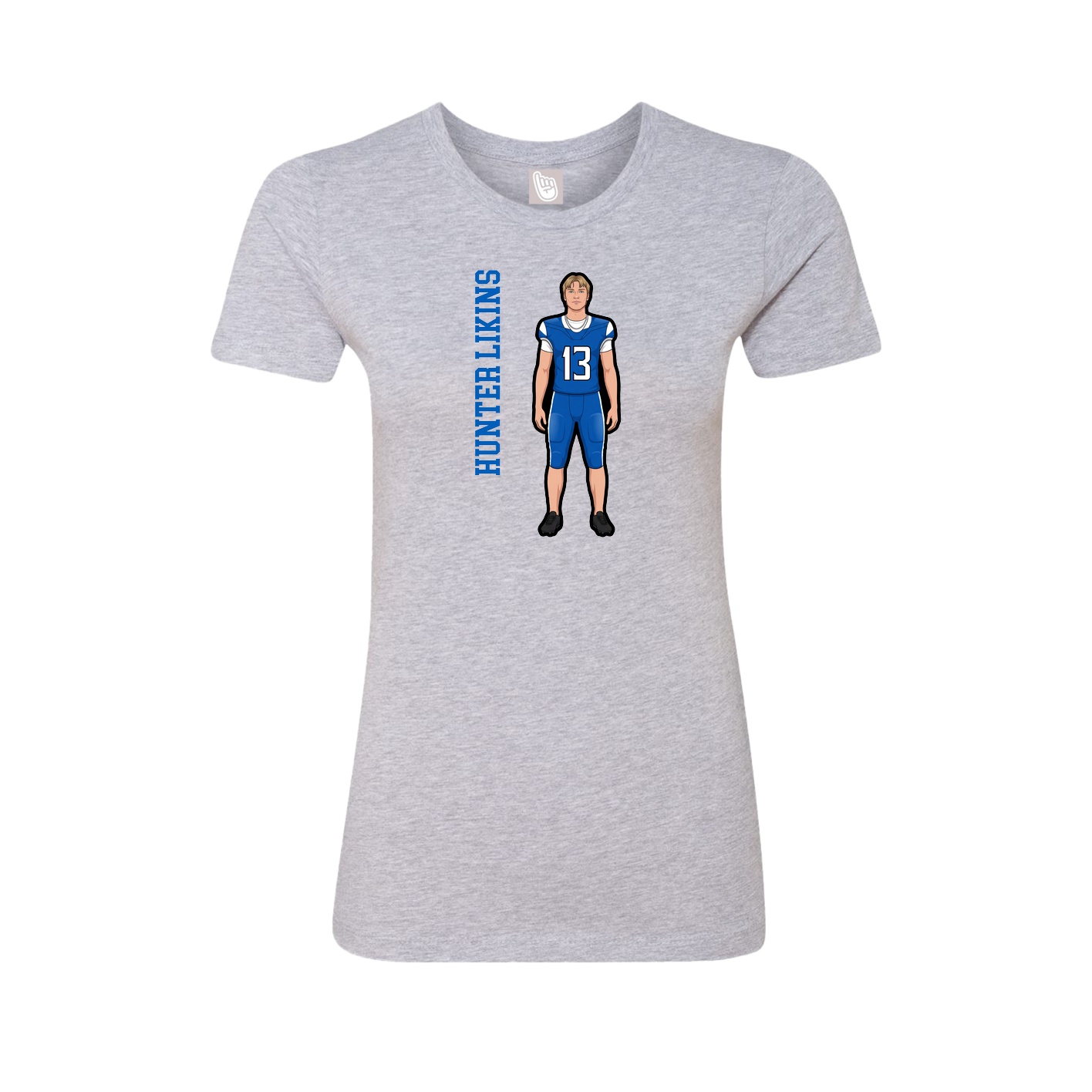 Fitted Women's Tee — Name Vertical in Grey