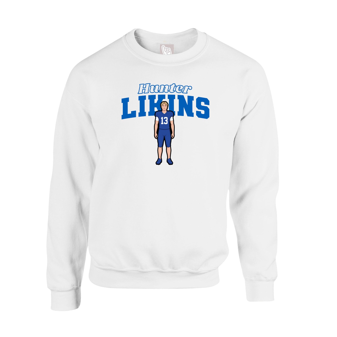 Fleece Crew — Name Arch in White