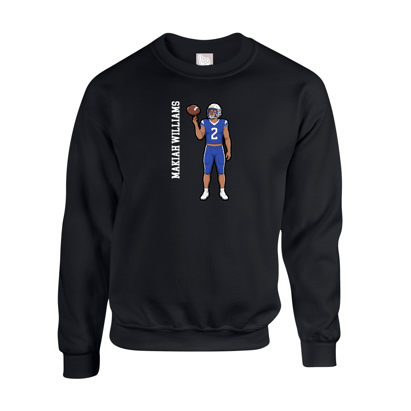 Fleece Crew — Name Vertical in Black
