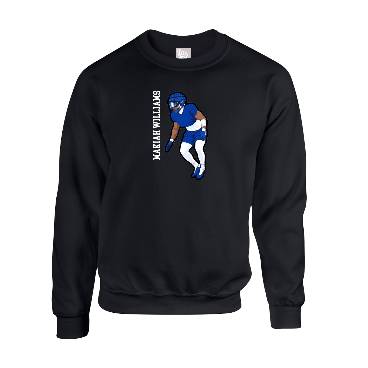 Fleece Crew — Name Vertical in Black