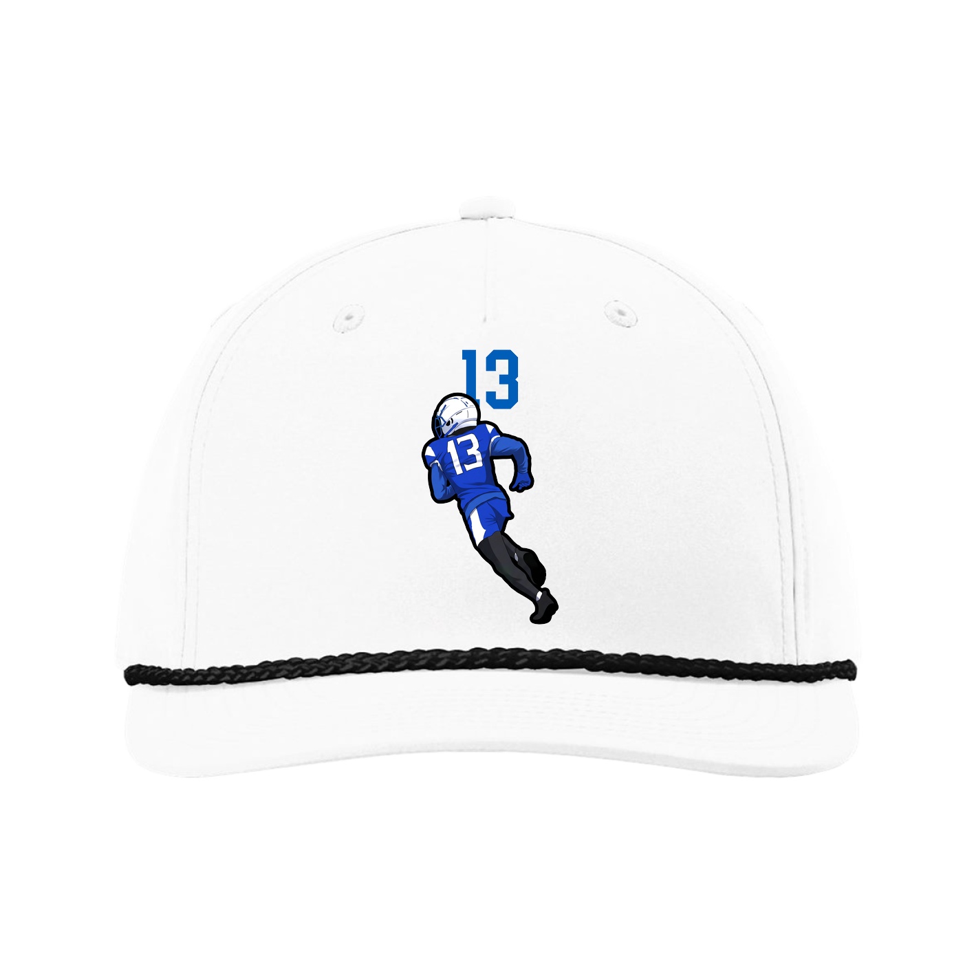 Five-Panel Classic Rope Cap — Number Top in White