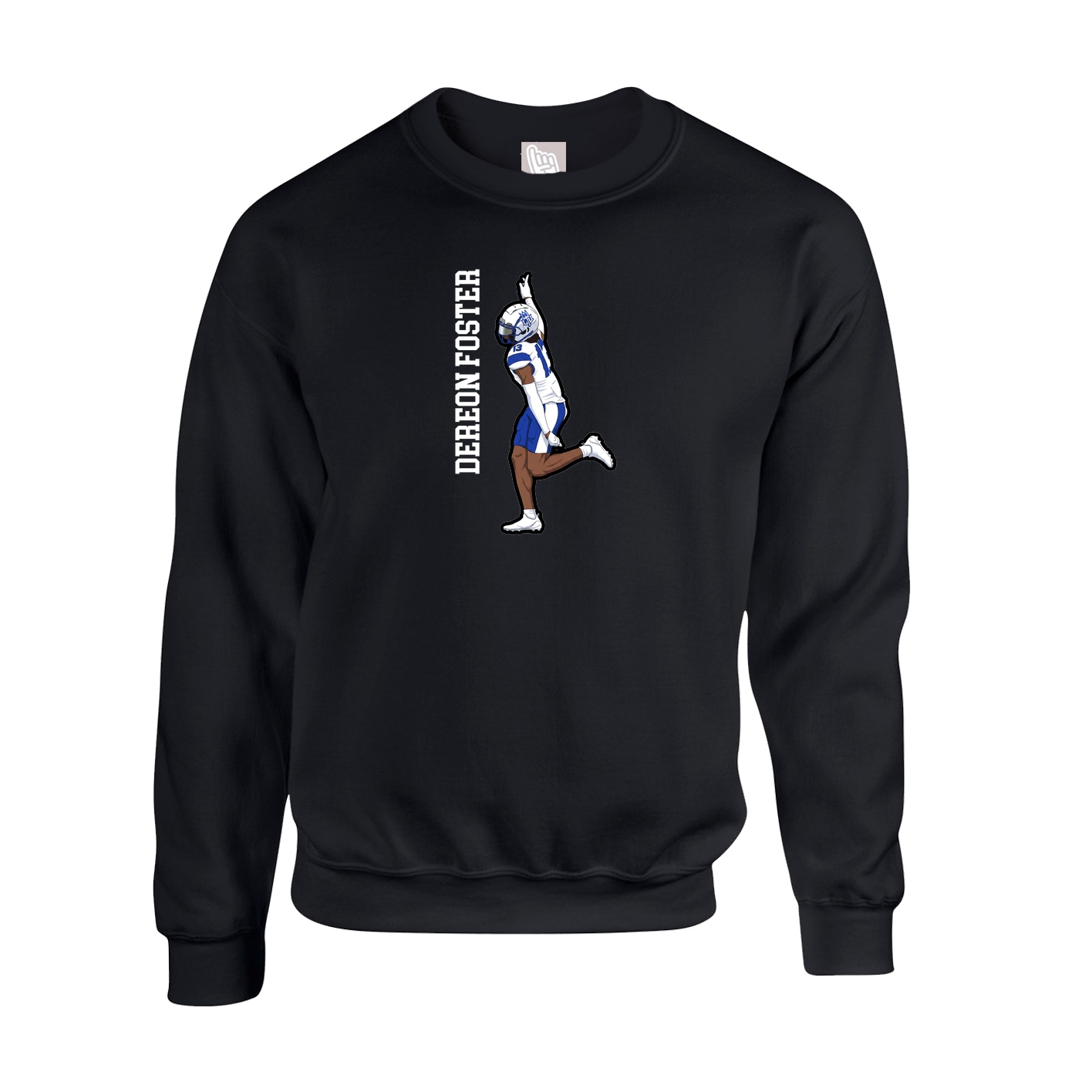 Fleece Crew — Name Vertical in Black