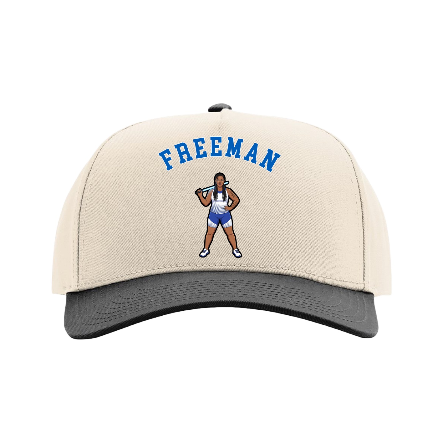 Full Fabric Five-Panel Champ Cap — Shirsey Arch in Cream/Black