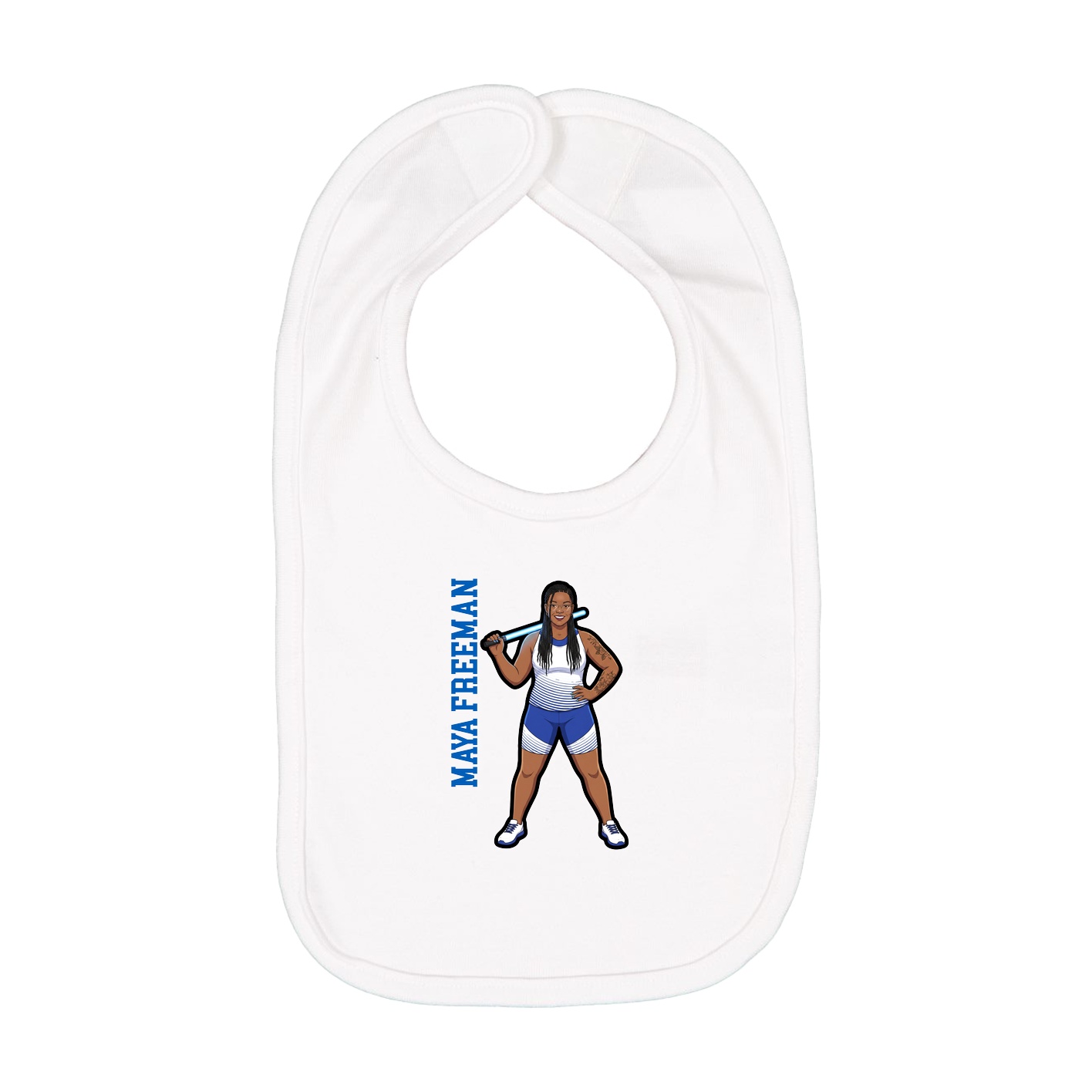 Infant Bib — Name Vertical in White