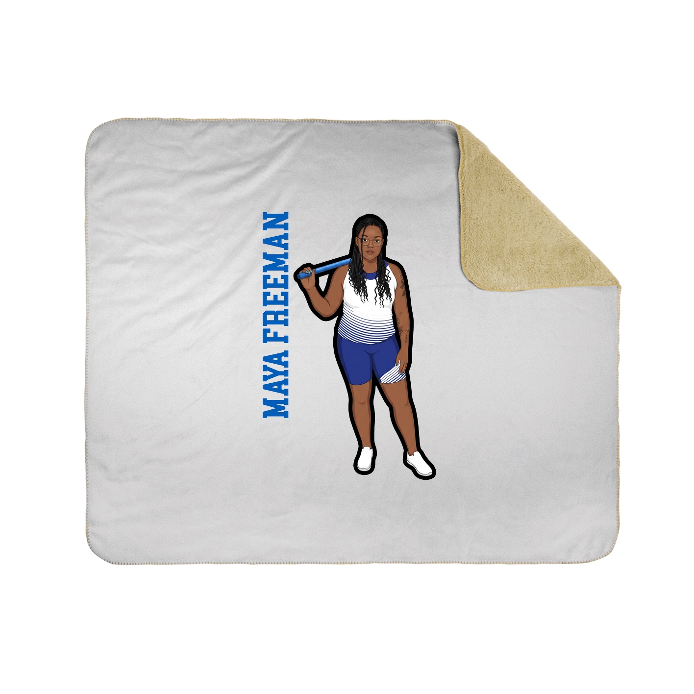 Throw Blanket — Name Vertical in White