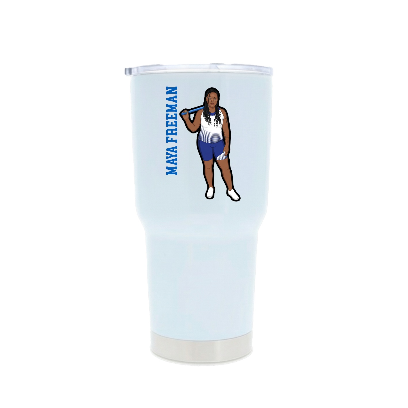 30oz Stainless Steel Tumbler — Name Vertical in White