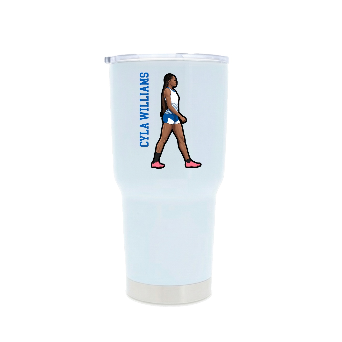 30oz Stainless Steel Tumbler — Name Vertical in White