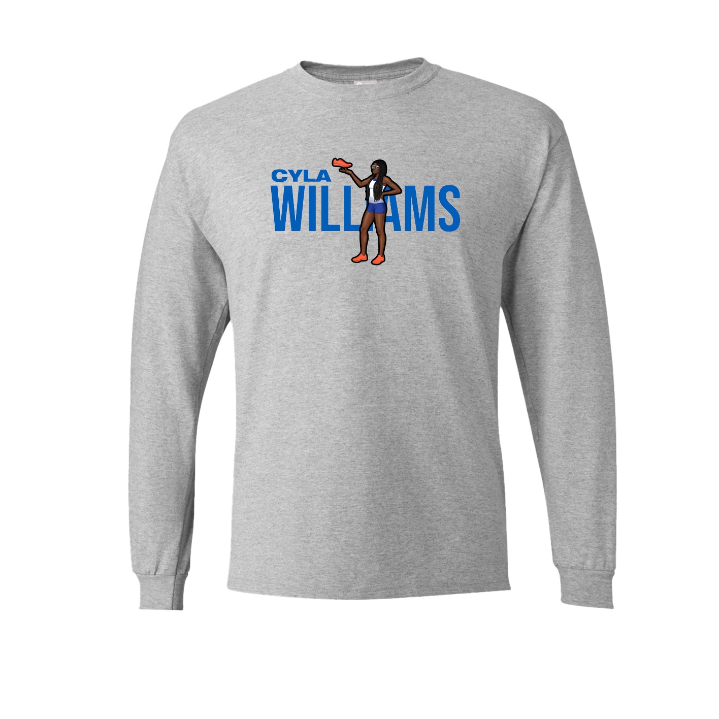 Long Sleeve Tee — Player Name in Grey