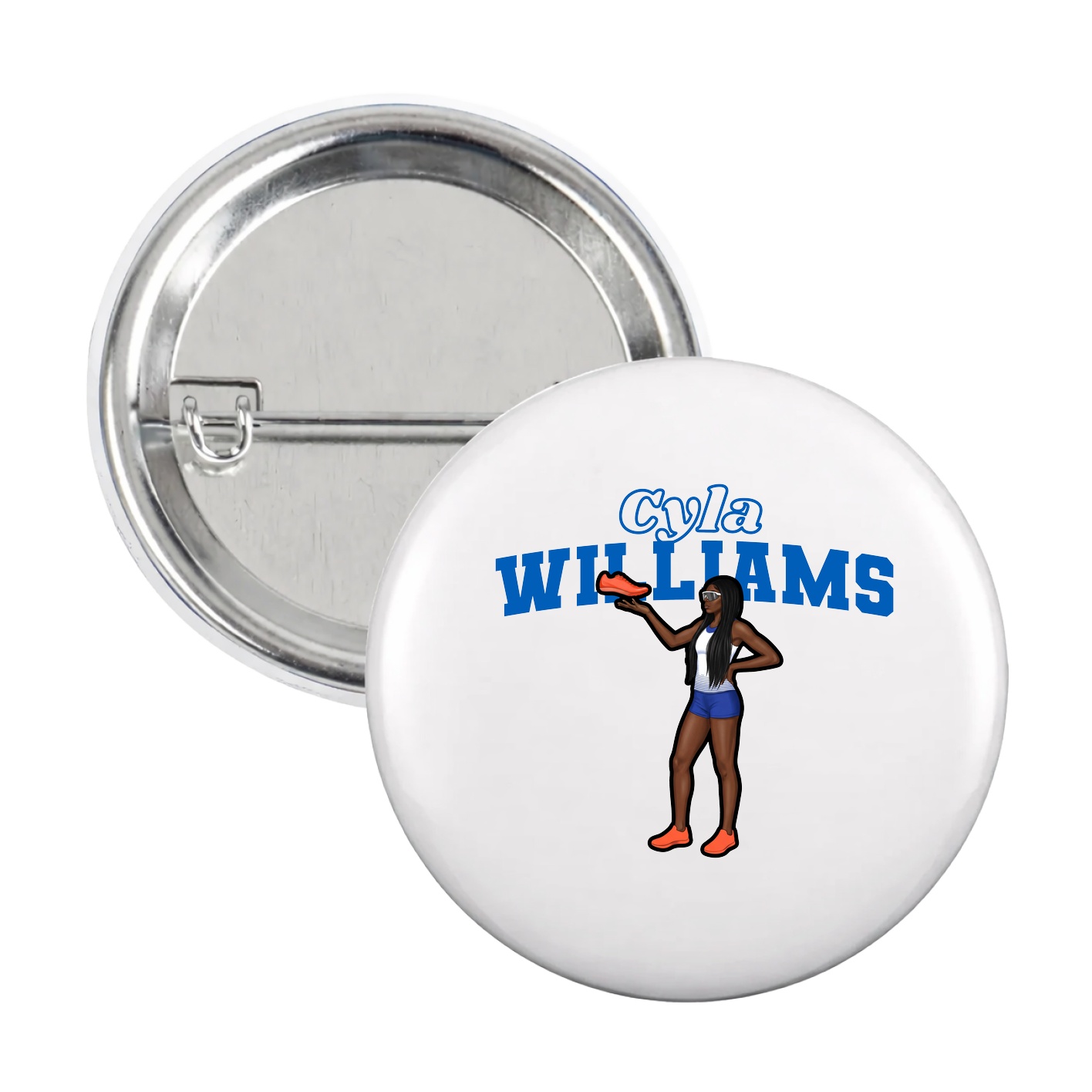 Game Day Button — Name Arch in White