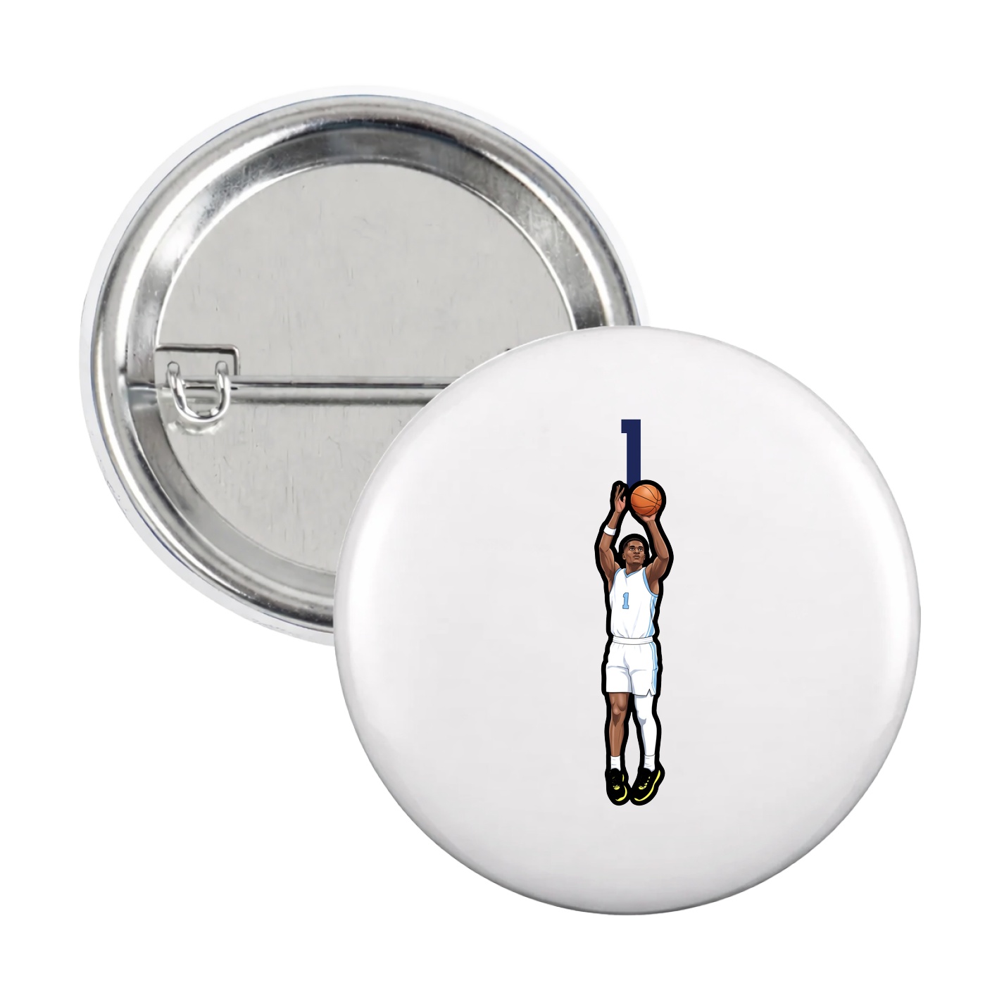 Game Day Button — Number Top in White