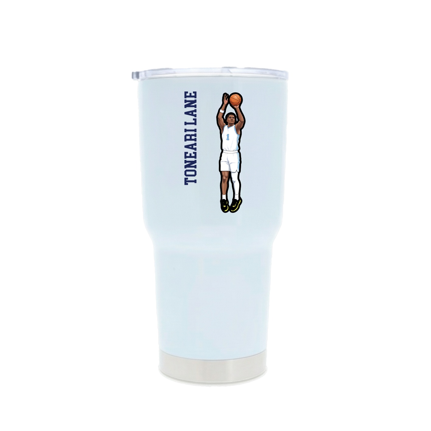 30oz Stainless Steel Tumbler — Name Vertical in White