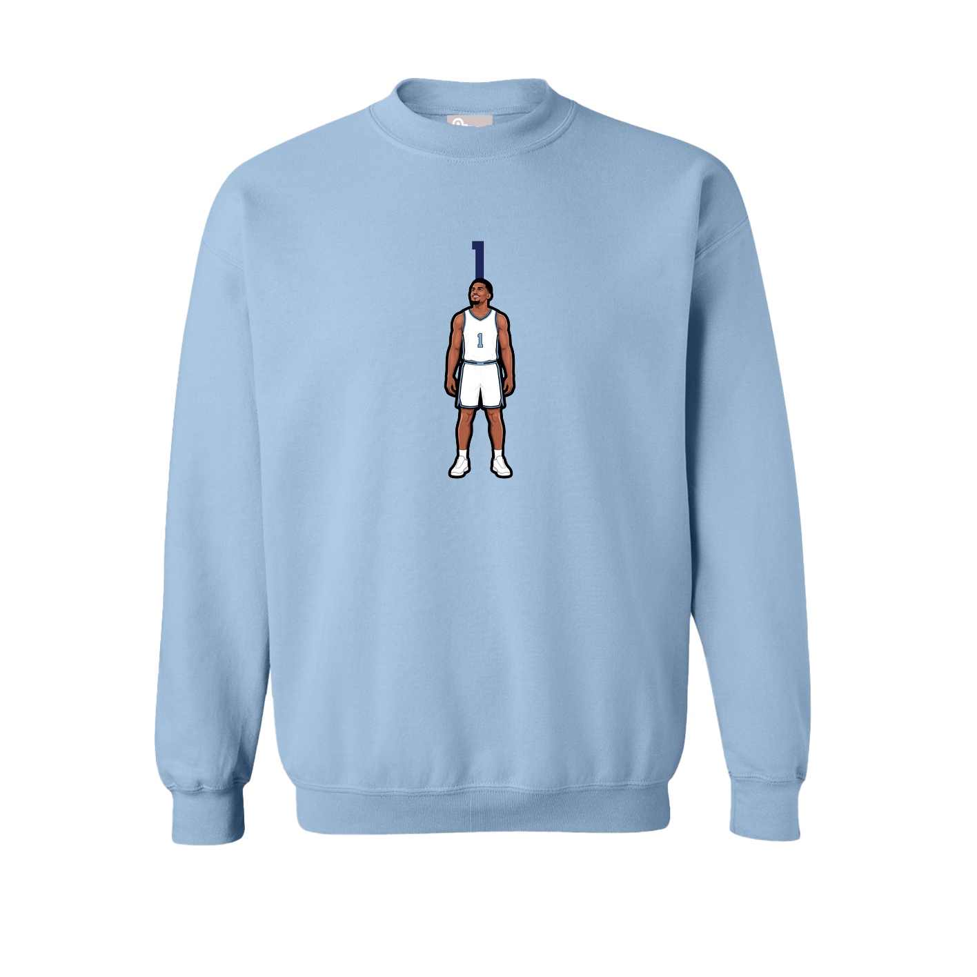 Fleece Crew — Number Top in Light Blue