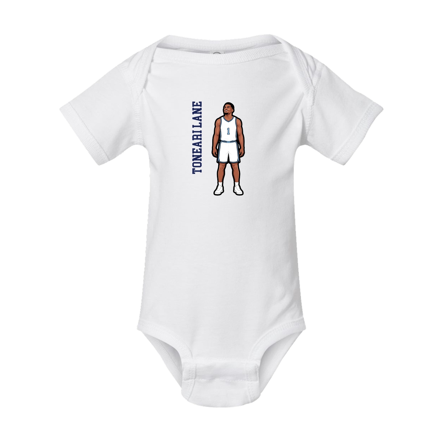 Baby Onesie — Name Vertical in White
