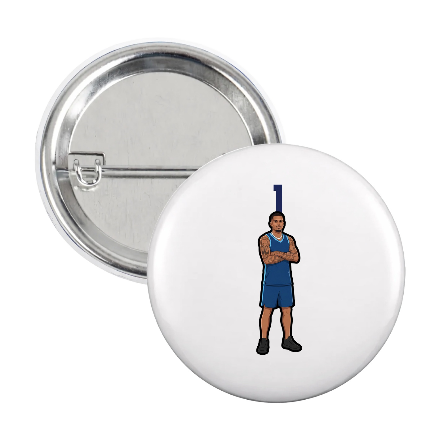 Game Day Button — Number Top in White