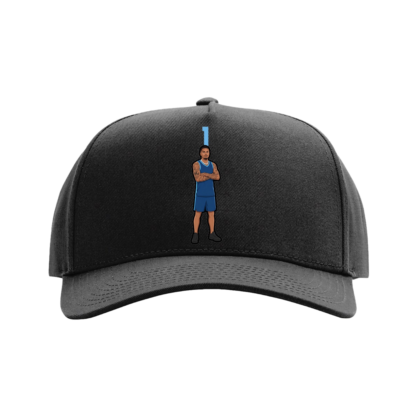 Full Fabric Five-Panel Champ Cap — Number Top in Black