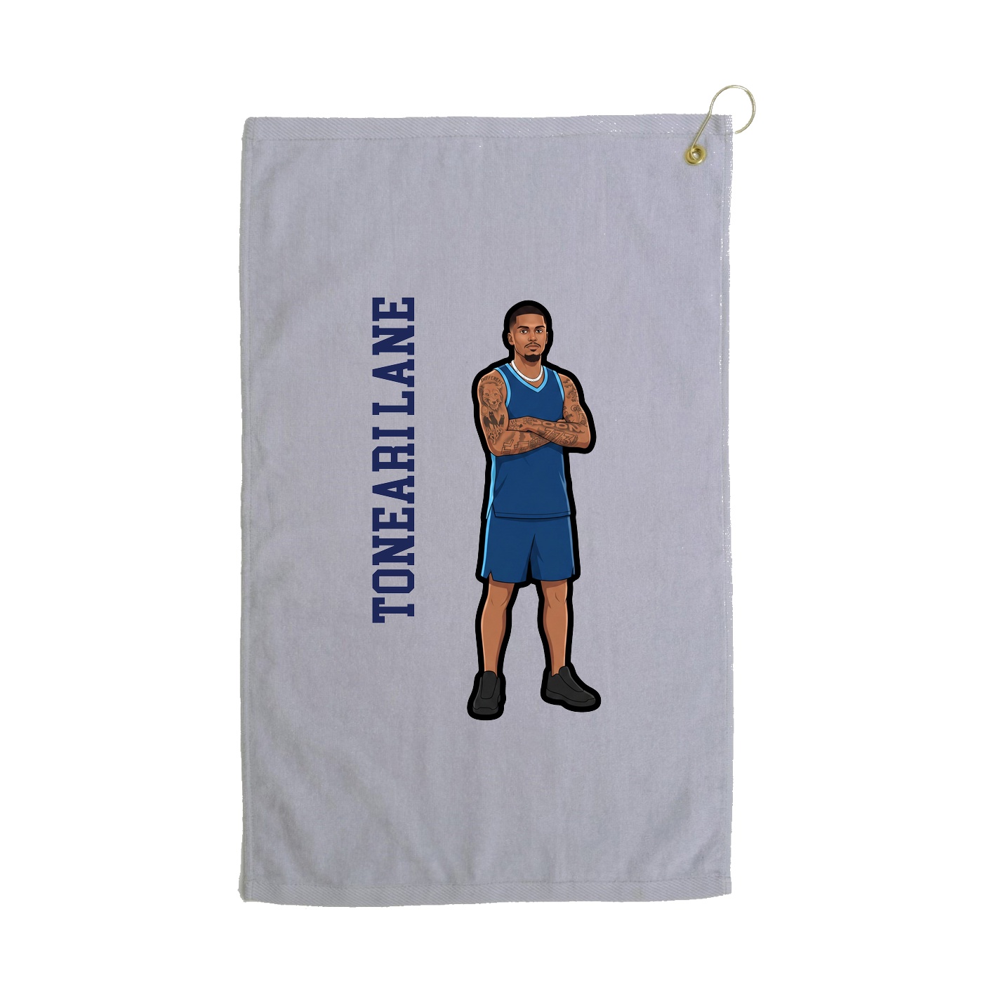Golf Towel — Name Vertical in Grey