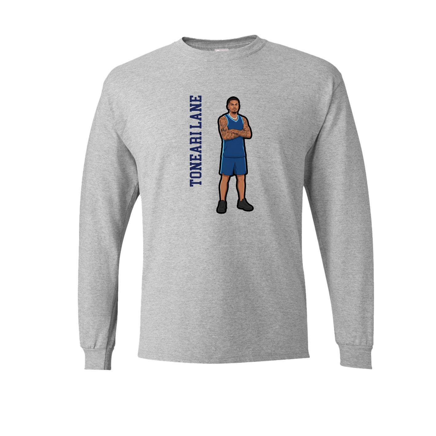 Long Sleeve Tee — Name Vertical in Grey