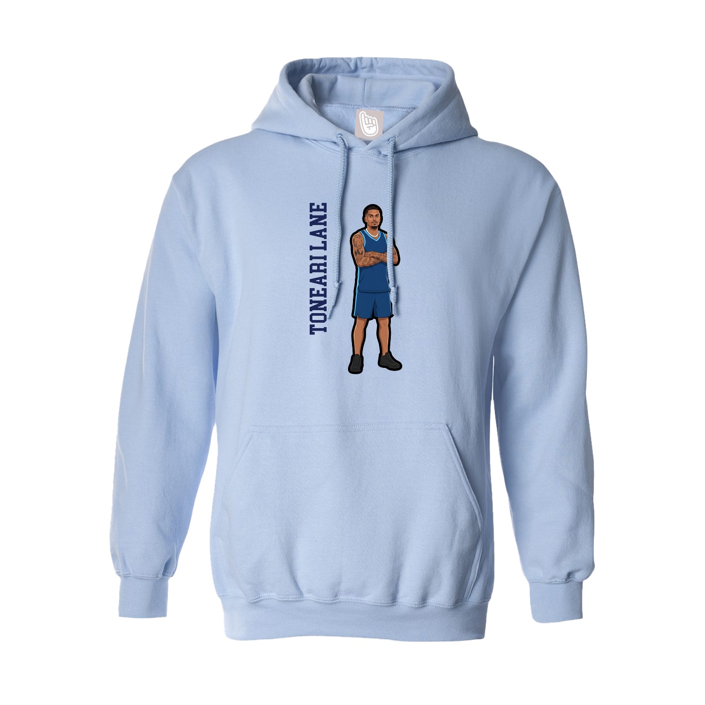 Hoodie — Name Vertical in Light Blue