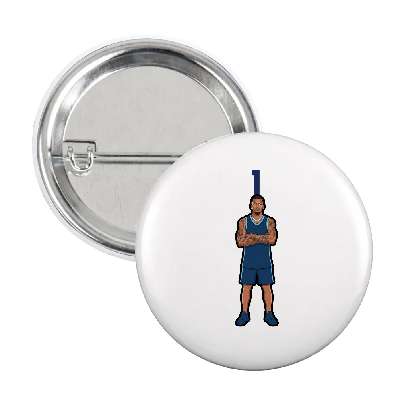 Game Day Button — Number Top in White