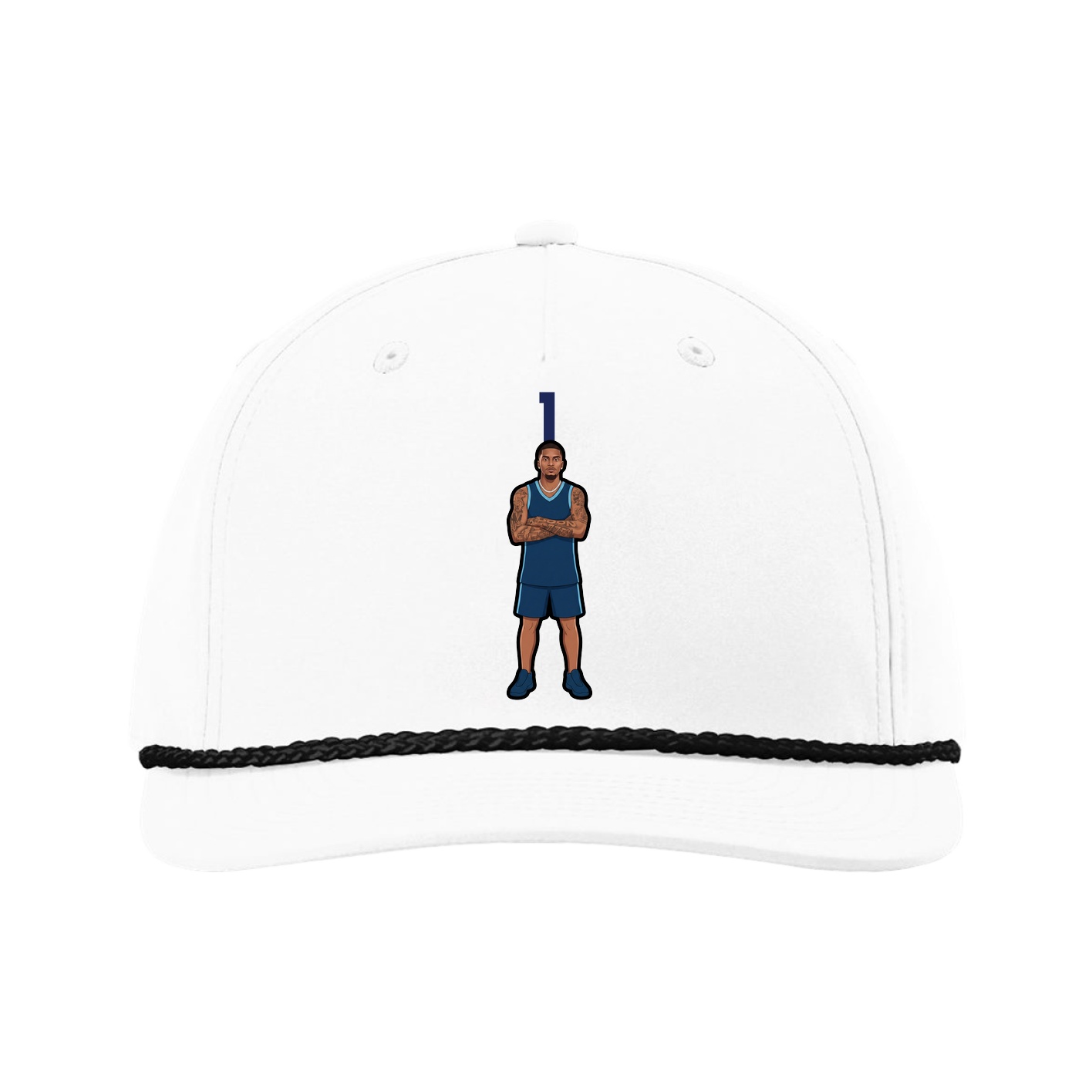 Five-Panel Classic Rope Cap — Number Top in White