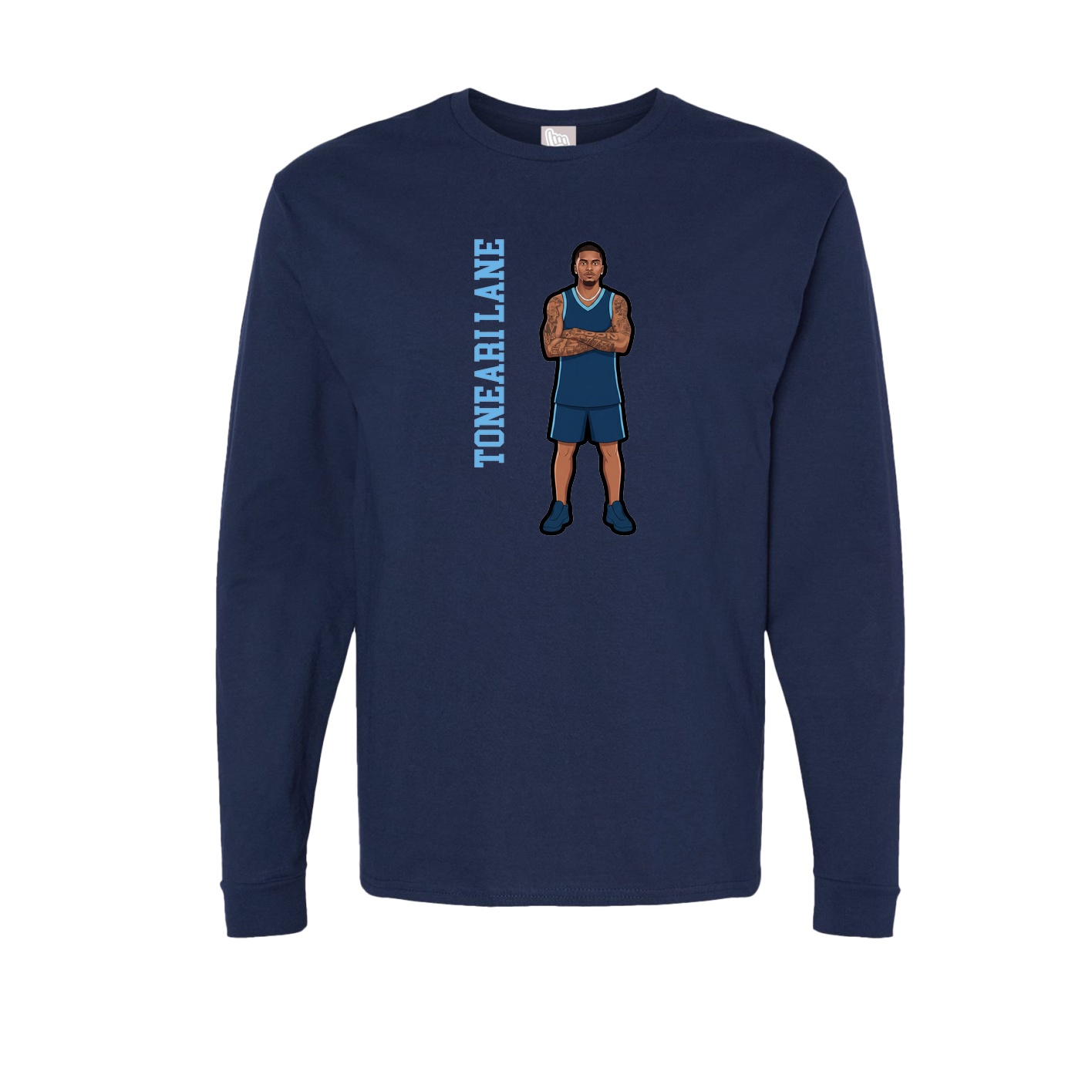 Long Sleeve Tee — Name Vertical in Navy