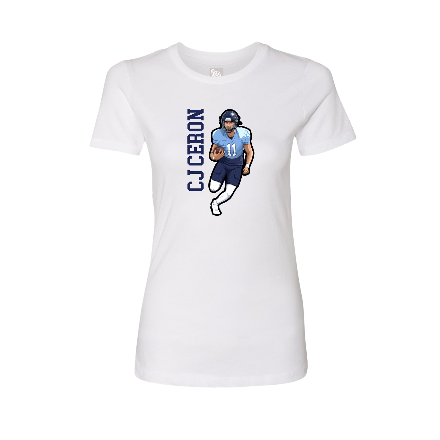 Fitted Women's Tee — Name Vertical in White
