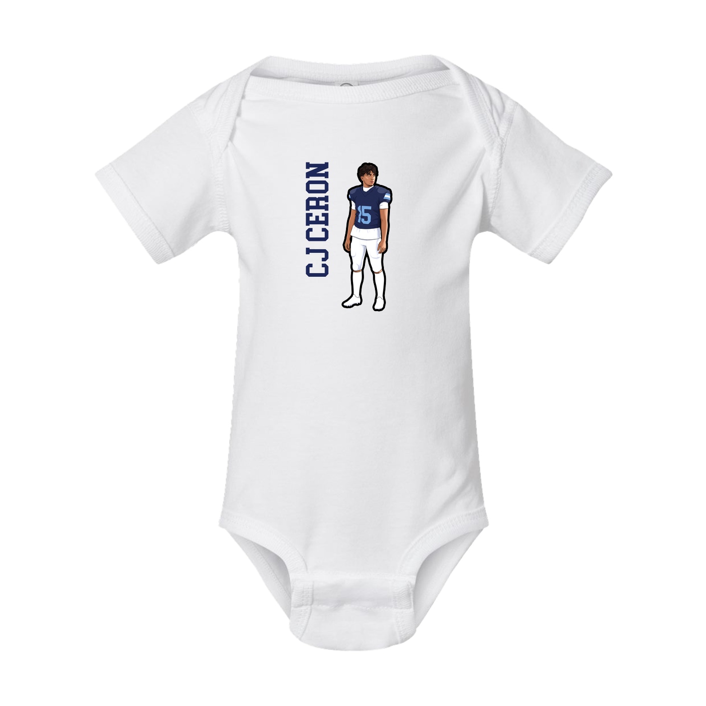 Baby Onesie — Name Vertical in White