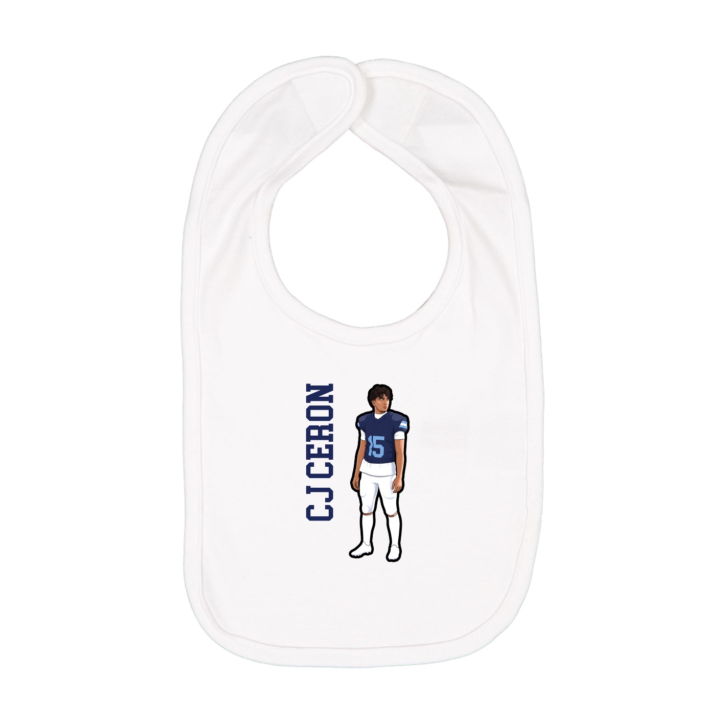 Infant Bib — Name Vertical in White